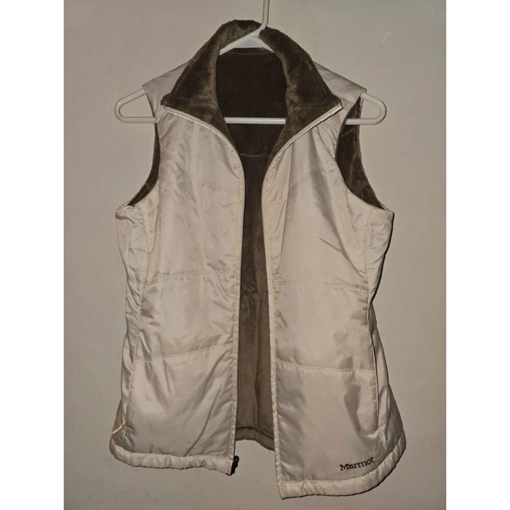Marmot Women’s Reversible Fleece Vest Cream/Off-White & Brown Plush Size Small